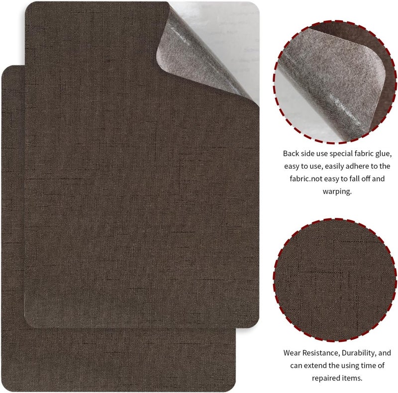 EMORBALS 2Pcs 8 * 11Inch Couch Patches Repair Fabric, Self-Adhesive Couch Repair Patch with Strong Glue, Repair Patch for Sofa, Tote Bags, Car Seats, Furniture,Etc(Dark Brown) - Image 3